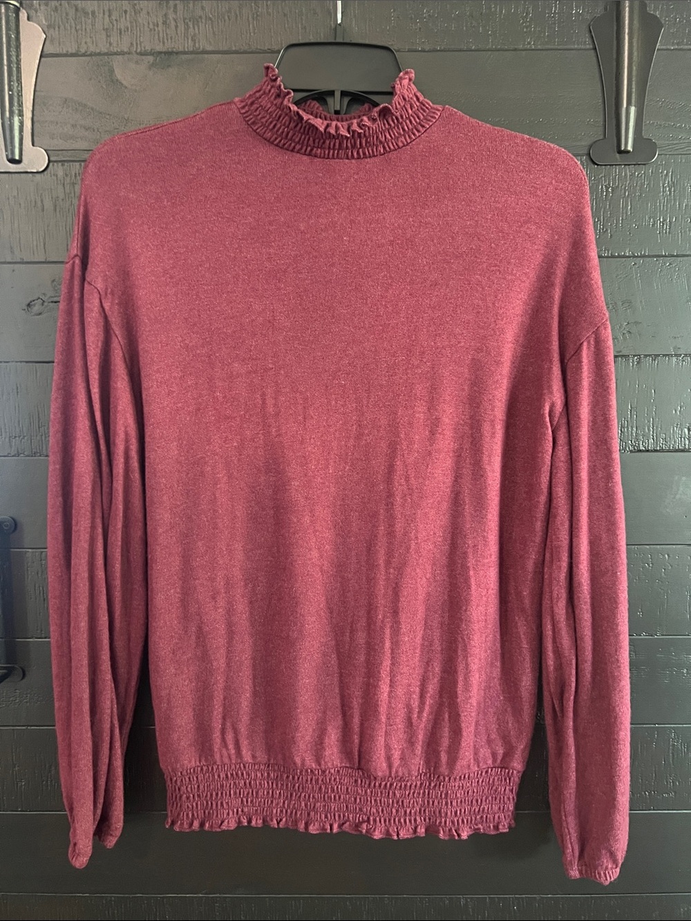 a new day Men's Ruffled Turtleneck Sweater - Burgundy